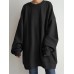 Women Puff Sleeve Crew Neck Solid Color Hem Long Sleeve Sweatshirts