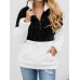 Women Teddy Velvets Contrast Color Turtleneck Patchwork Street Fashion Plush European Sweatshirts