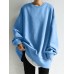 Women Solid Loose Basic All Match Commute Homely Outer Wear Sweatshirt