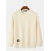 Mens Cable Knit Applique Crew Neck Daily Pullover Sweatshirts