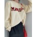 Women Solid Embroidery Words Casual Loose O  Neck Street Fashion Sweatshirt