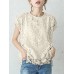 Lace Hollow Short Sleeve Crew Neck Two Pieces Blouse