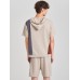 Mens Colorblock Stitching Half Zip Hooded Knitted Two Pieces Outfits