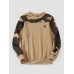 Men Camo Print Patchwork Applique Bodycorn Hem Pullover Sweatshirt