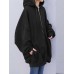 Women Zipper Up Outer Wear Loose Long Solid Hooded Sweatshirt