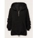 Women Solid Zipper Up Plus Size Lamb Pocket Long Sleeve Casual Hoodies