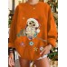 Women Christmas Birds Cartoon Print Drop Shoulder Long Sleeve Casual Pullover Sweatshirt