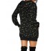 Women Christmas Cartoon Pattern Pocket Print Star Spot Long Sleeve Hooded Sweatshirt