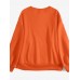 Women Solid Color Raglan Round Neck Kangaroo Pocket Long Sleeve Pullover Sweatshirt