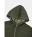 Mens Corduroy Front Zipper Double Pocket Hooded Sweatshirts