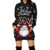 Women Christmas Santa Claus Pattern Side Pockets Long Sleeve Casual Hooded Sweatshirt