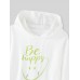 Women Smile Face Letter Print Pouch Pocket Casual Long Sleeve Hoodies