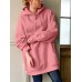 Women Loose Pocket Raglan Solid Color Long Sleeve Casual Hooded Sweatshirt