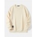 Mens Cable Knit Applique Crew Neck Daily Pullover Sweatshirts