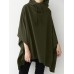 Women Solid Color Turtleneck Collar Dolman Sleeveless Retro Hooded Sweatshirt