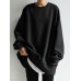 Women Solid Loose Basic All Match Commute Homely Outer Wear Sweatshirt