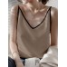 Women Contrast Satin Adjustable Shoulder Strap V  neck Cami