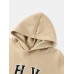 Women Letter Printing Velvets Kangaroo Pocket Cross  Border Warm Long  Sleeved Hooded Sweater