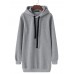 Casual Solid Simple Warm Hoodies Slit Zipper Hem Drawstring For Women