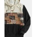 Mens Corduroy Ethnic Printed Buttons Hooded Casual Sweatshirts