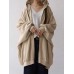 Women Zipper Up Outer Wear Loose Long Solid Hooded Sweatshirt