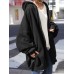 Women Zipper Up Outer Wear Loose Long Solid Hooded Sweatshirt