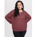 YOINS Plus Size Round Neck Criss  Cross Waffle Knit Knitwear