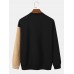 Mens Asymmetric Color Corduroy Round Neck Long Sleeve Sweatshirts