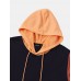 Mens Color Block Patchwork Kangaroo Pocket Hoodie Two Pieces Outfits