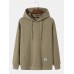 Mens Cable Knit Applique Loose Daily Drawstring Hoodies