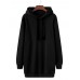 Casual Solid Simple Warm Hoodies Slit Zipper Hem Drawstring For Women