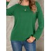 Women Solid Color Basic Designed Pleats V  Neck Long Sleeve Casual Blouses