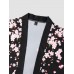 Mens Floral Print Open Front Kimono Loose Two Pieces Outfits