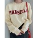 Women Solid Embroidery Words Casual Loose O  Neck Street Fashion Sweatshirt