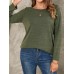 Women Solid Color Basic Designed Pleats V  Neck Long Sleeve Casual Blouses