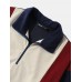 Mens Color Block Patchwork Half Zip Sweatshirt Corduroy Two Pieces Outfits