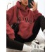 Women Letter Printing Velvets Kangaroo Pocket Cross  Border Warm Long  Sleeved Hooded Sweater