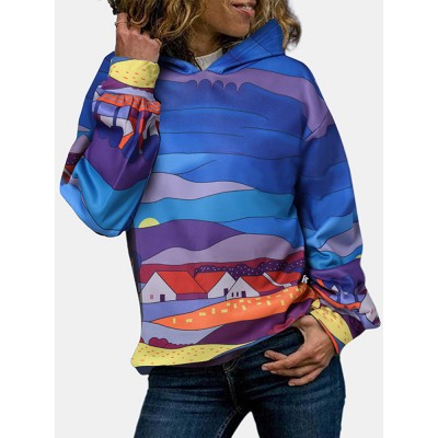 Women Tie Dye Printing Nicely Designed Hooded Scrawl Sweatshirt