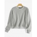 Women Thick Solid Puff Sleeve Solid Color O  Neck Full Sleeve Pullover Sweatshirt